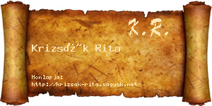 Krizsák Rita névjegykártya